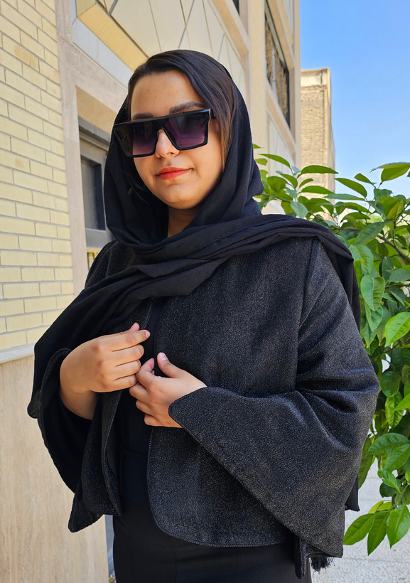 کراپ کت شاین مجلسی زنانه آستین کلوش چاکدار