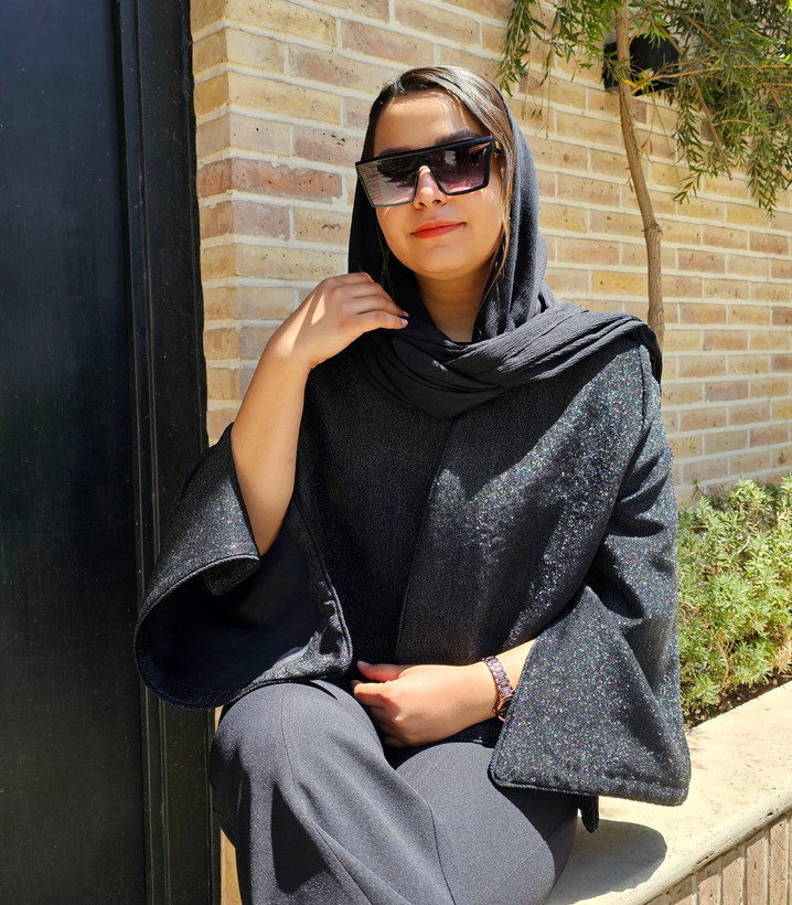 کراپ کت شاین مجلسی زنانه آستین کلوش چاکدار