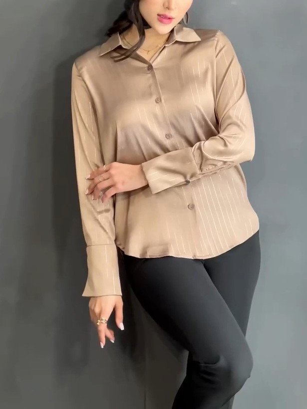 شومیز ساتن سیلک راه راه زنانه