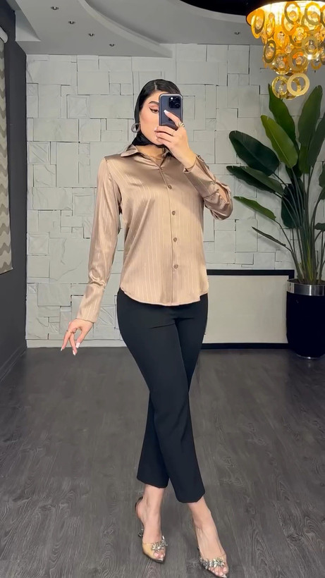شومیز ساتن سیلک راه راه زنانه