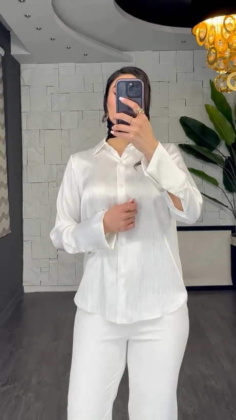 شومیز ساتن سیلک راه راه زنانه