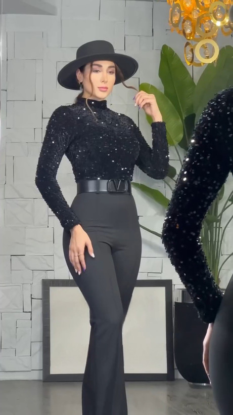 اورال مجلسی زنانه جنس کرپ و مخمل پولکی