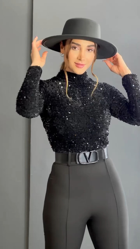 اورال مجلسی زنانه جنس کرپ و مخمل پولکی