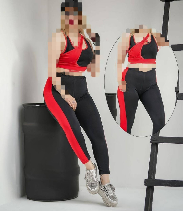ست نیم تنه و لگ ورزشی جنس فلامنت زنانه